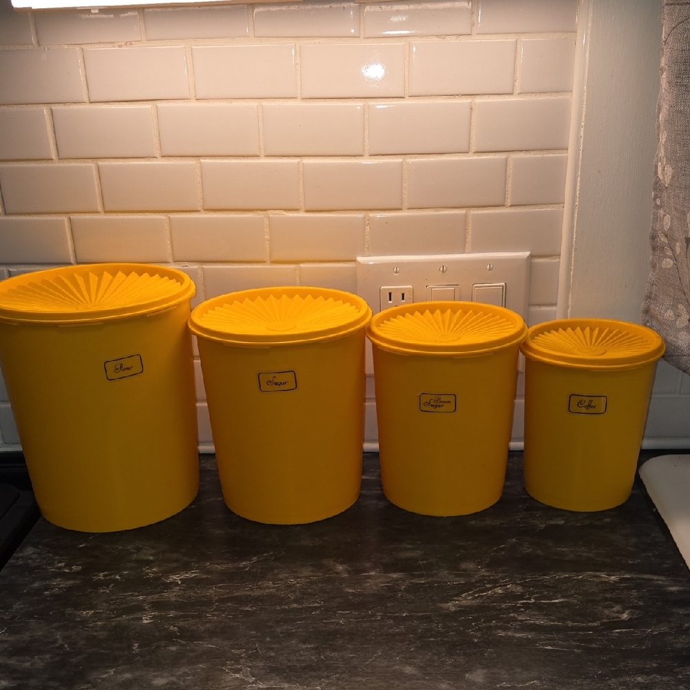 Vintage Tupperware Orange Canister Set